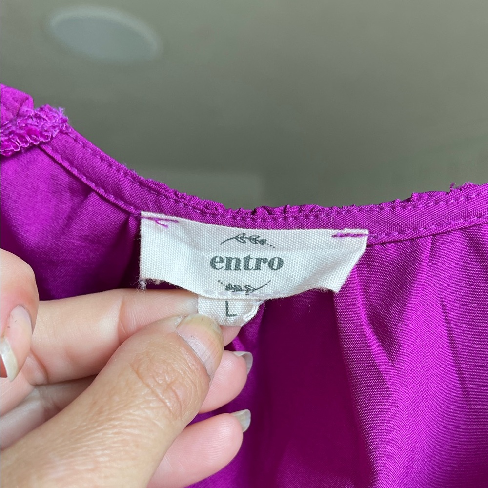 Entro Fuchsia Ruffle Sleeve Dress - Picture 2 of 8